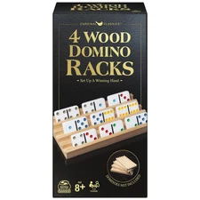 Wood Domino Organizers Set of 4 High Quality Racks for Family Game Night