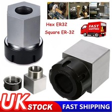 Square ER32 + Hex ER-32 Collet Chuck Block Holder for Lathe Engraving Machine UK