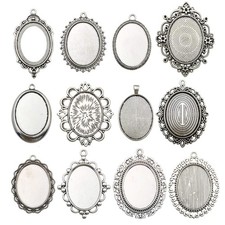10 Pendant Trays, 30X40mm, Blank Oval Cabochons Base Setting Bezel Fram