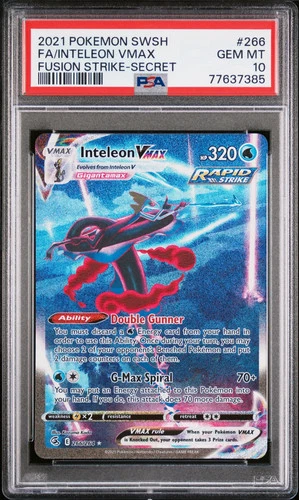 2021 Pokemon Sword & Shield #266 FA/Inteleon VMax Fusion Strike-Secret PSA 10