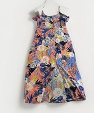 Anthropologie Sanctuary M  Pink Midi Dress Floral Beach Vacation Buttons