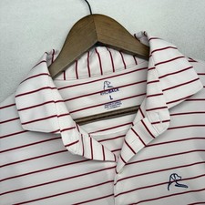 Rhoback Polo Shirt Mens Large Red White Striped American Flag Preppy Golf Tech