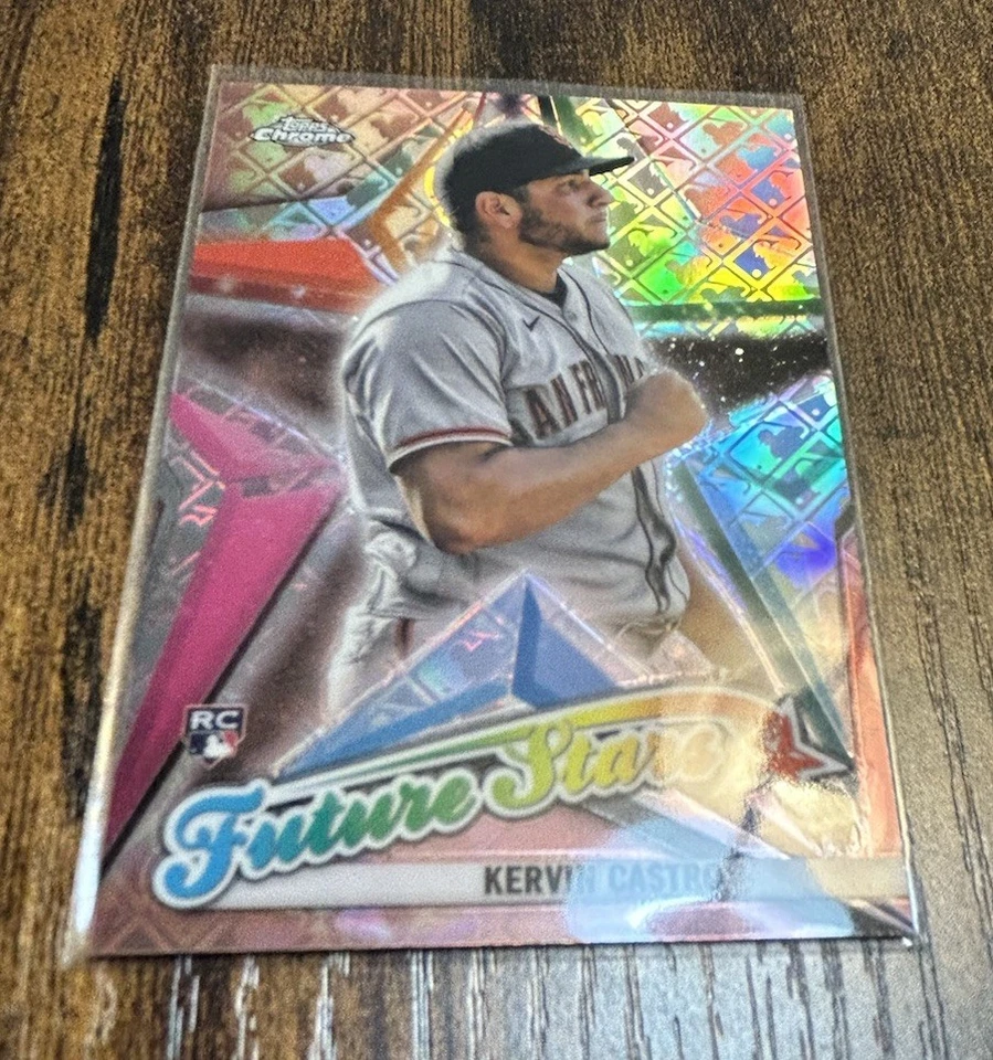 2022 Topps Chrome Logofractor Kervin Castro 1/1 Future Stars Rose Gold RC #FS-17 - Image 4 of 4