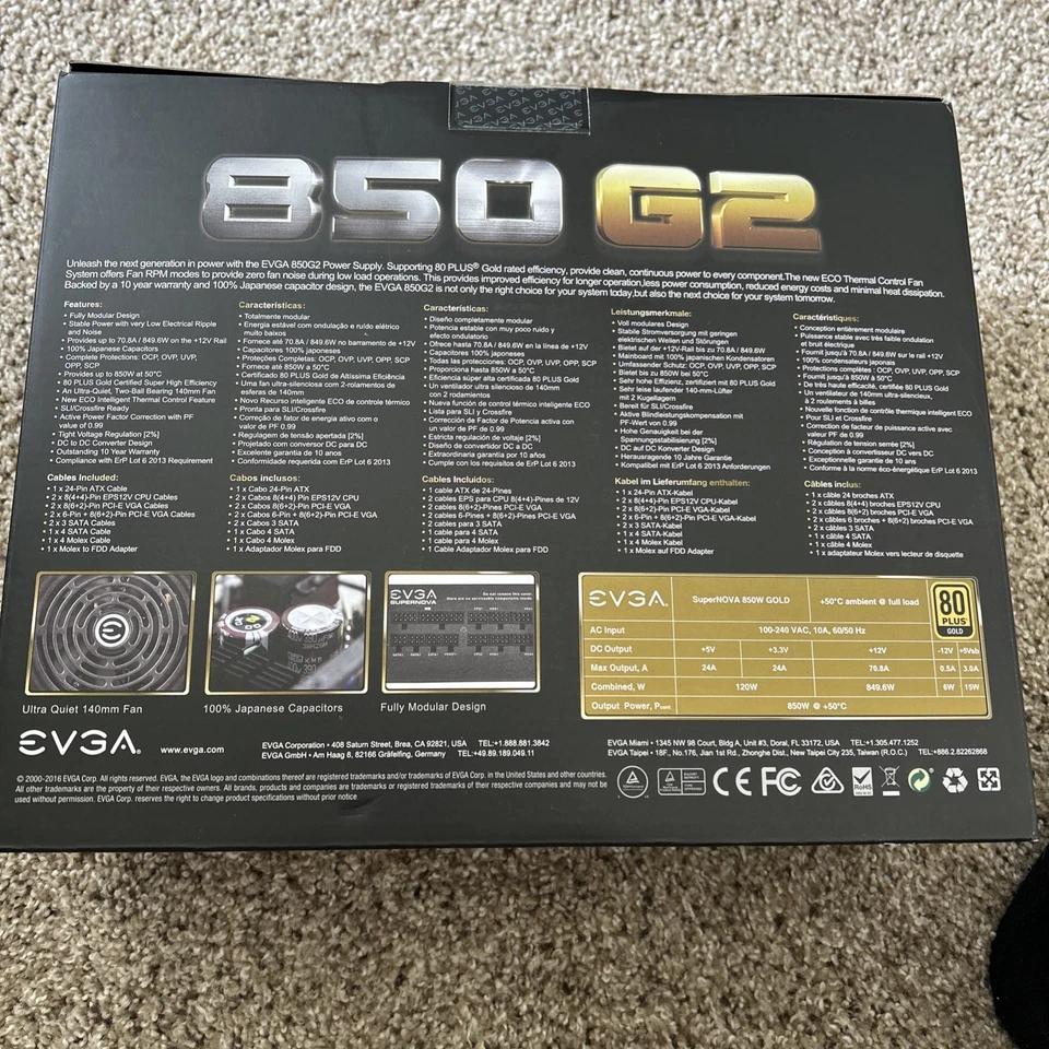 EVGA Supernova G2 850W Power Supply - 220G20850XR - Image 2 of 2