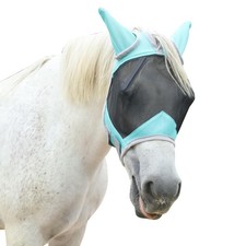 Horse Fly Mask with Ears, Equine Mesh Mask with UV Protection Face Cover, Tur...