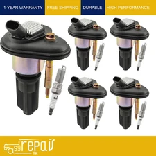 5pcs Ignition Coil and Spark Plug For 2004 GMC Canyon 3.5L L5 12568062