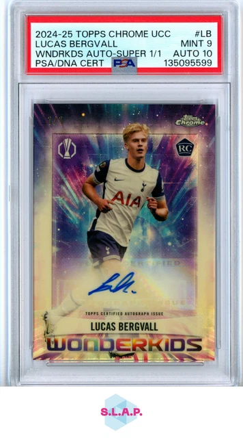 LUCAS BERGVALL WONDERKIDS AUTO-SUPER 1/1 TOPPS CHROME UCC 2024-25 LB PSA 9
