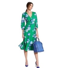 Eliza J Size 18W Green Floral Midi Mock Wrap Dress