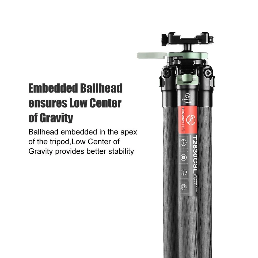 Sunwayfoto T2830CSL Carbon Fiber Tripod for Hunting with Ball Head,3-Sections - image 3 of 4