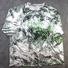 New Huk Fishing Shirt 2XL Pursuit Mossy Oak Print Green Camo Long Sleeve