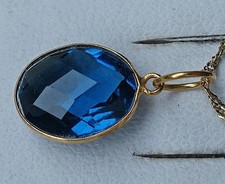 Neu Gelbgold Anhänger 750 18kt Gold mit London Blau Topas Briolett Schliff  9201