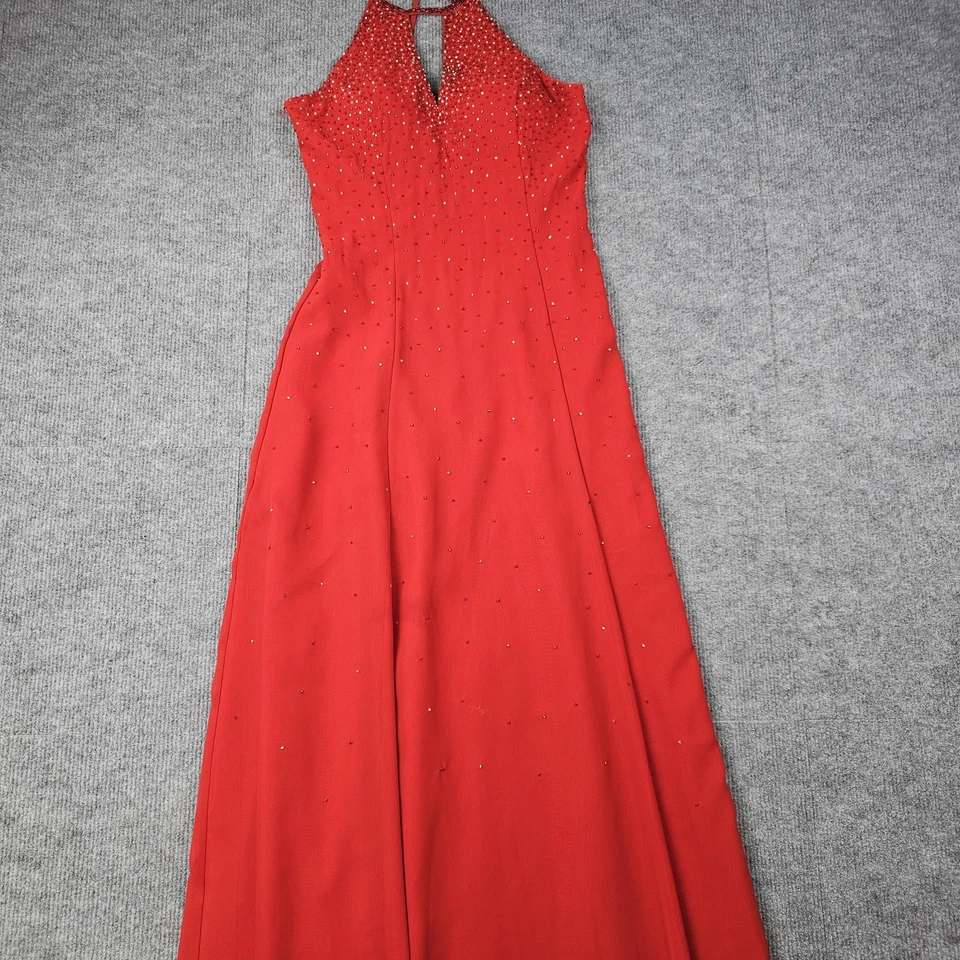 Vestido Vintage Chicas Para Mujer Mediano Rojo Cuentas Halter Años 90 Baile de graduación Romántico Y2K Foto 2 de 4