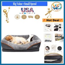 Small Orthopedic Memory Foam Dog Bed with Washable Cover  Toy Gray