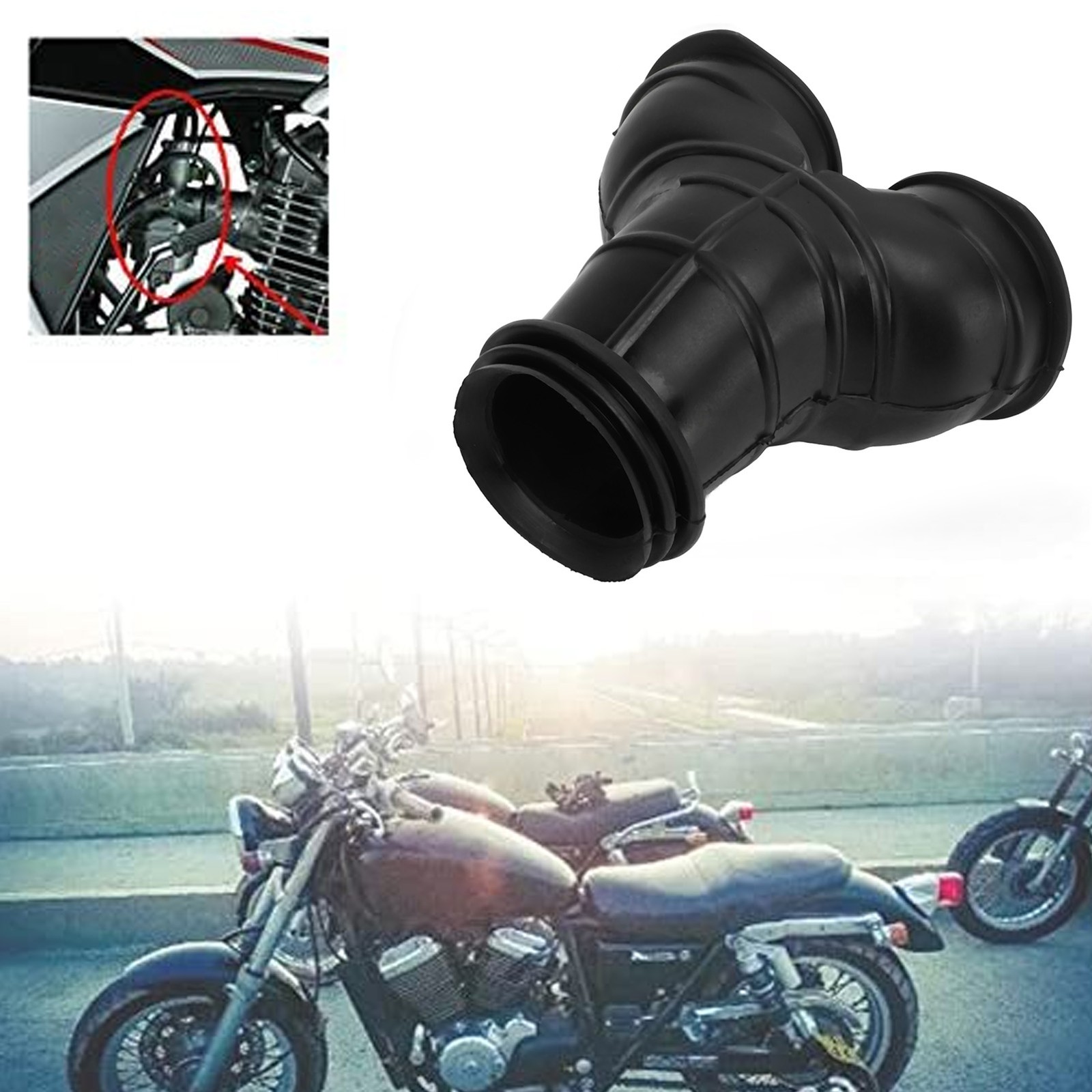 Carburetor Intake Manifold Dual Intake Boot Adaptor Rubber For Rebel CMX250 OR