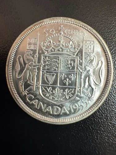 1955 SILVER Canada 50 Cents - Likely AU - Elizabeth II - 80% SILVER!