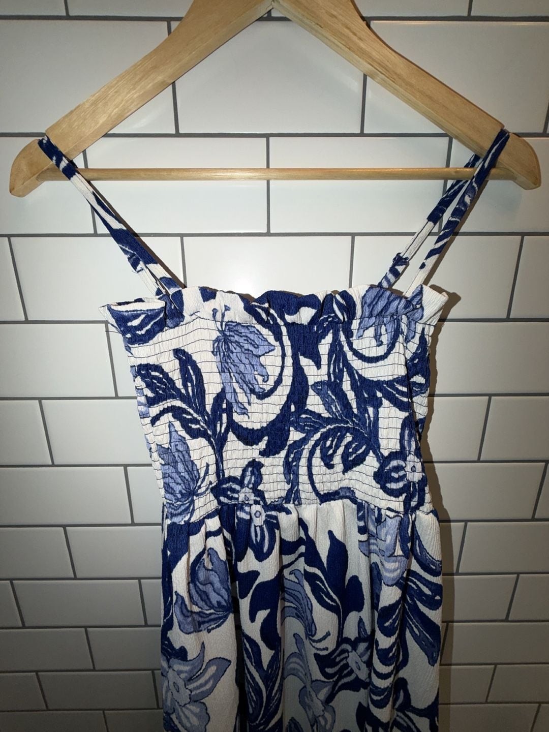 H&M Floral Print Smocked Bodice Midi Sundress, photo 3