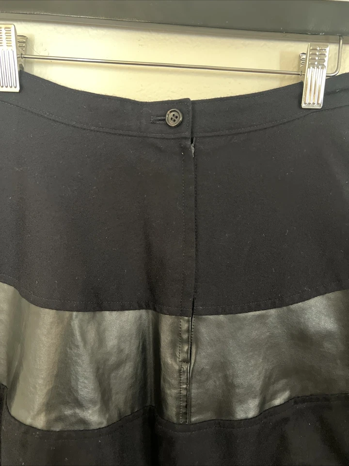 Comme Des Garçons Tricot Mujer Lana Y Cuero Sintético Falda 26” Cintura Foto 4 de 4