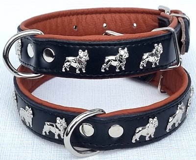 Bully Franzsische Bulldogge Frenchie HALSBAND - Hals 30-40cm/30mm  Schwar+Cognac | eBay