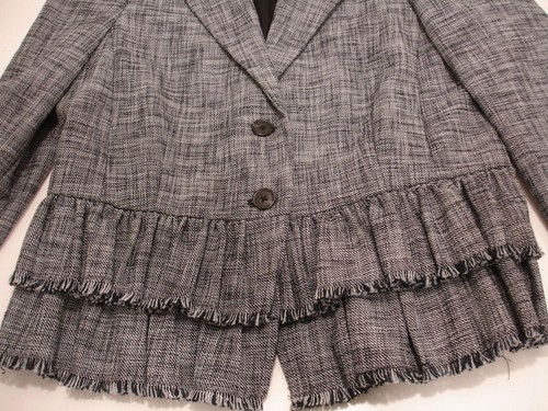 Women's 8 Rebecca Taylor Tailored Suiting Peplum Jacket Black Blue Tweed Blazer - Picture 10 of 16