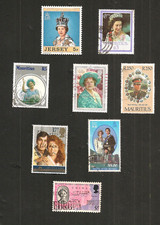 ROYAUME- UNI COLONIES LOT DE 8 TIMBRES PORTRAITS DE LA FAMILLE ROYALE COLLECTION