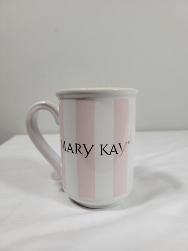 Mary Kay Ceramic Coffee/Tea Mug - Pink & White Striped - Gold Script - Picture 2 of 5