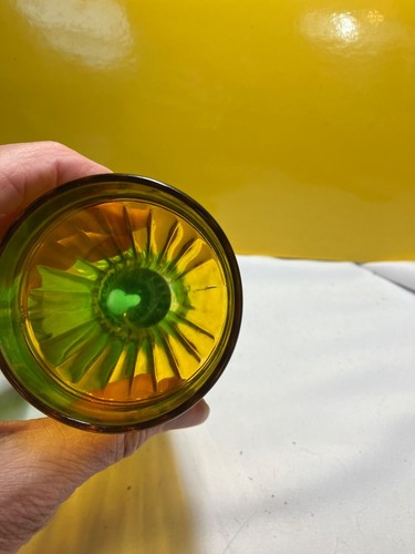 Vintage Jeannette Glass Co Horn of Plenty in Green and Gold 5" - Picture 4 of 5
