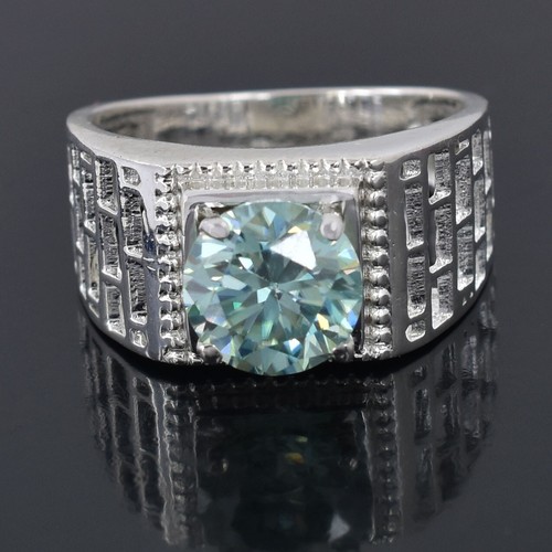 1.80 Ct Blue Diamond Solitaire Men's Ring-Great Luster ! VIDEO