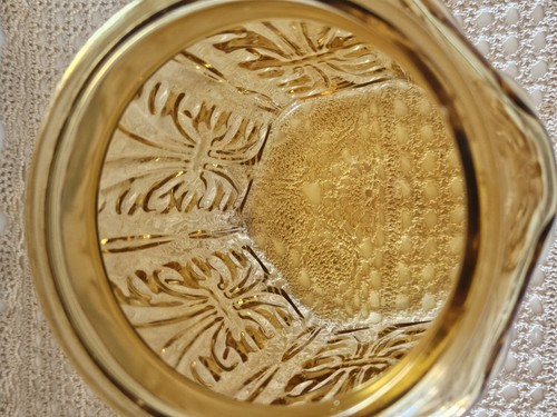 Vintage Honey Amber Ornate Embossed Glass Canister 9 1/4" w/ Freshness Seal - Picture 4 of 9