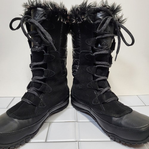 The North Face Nuptse Purna Women Winter Boots Black Fur Waterproof US Size 10 - Picture 3 of 7