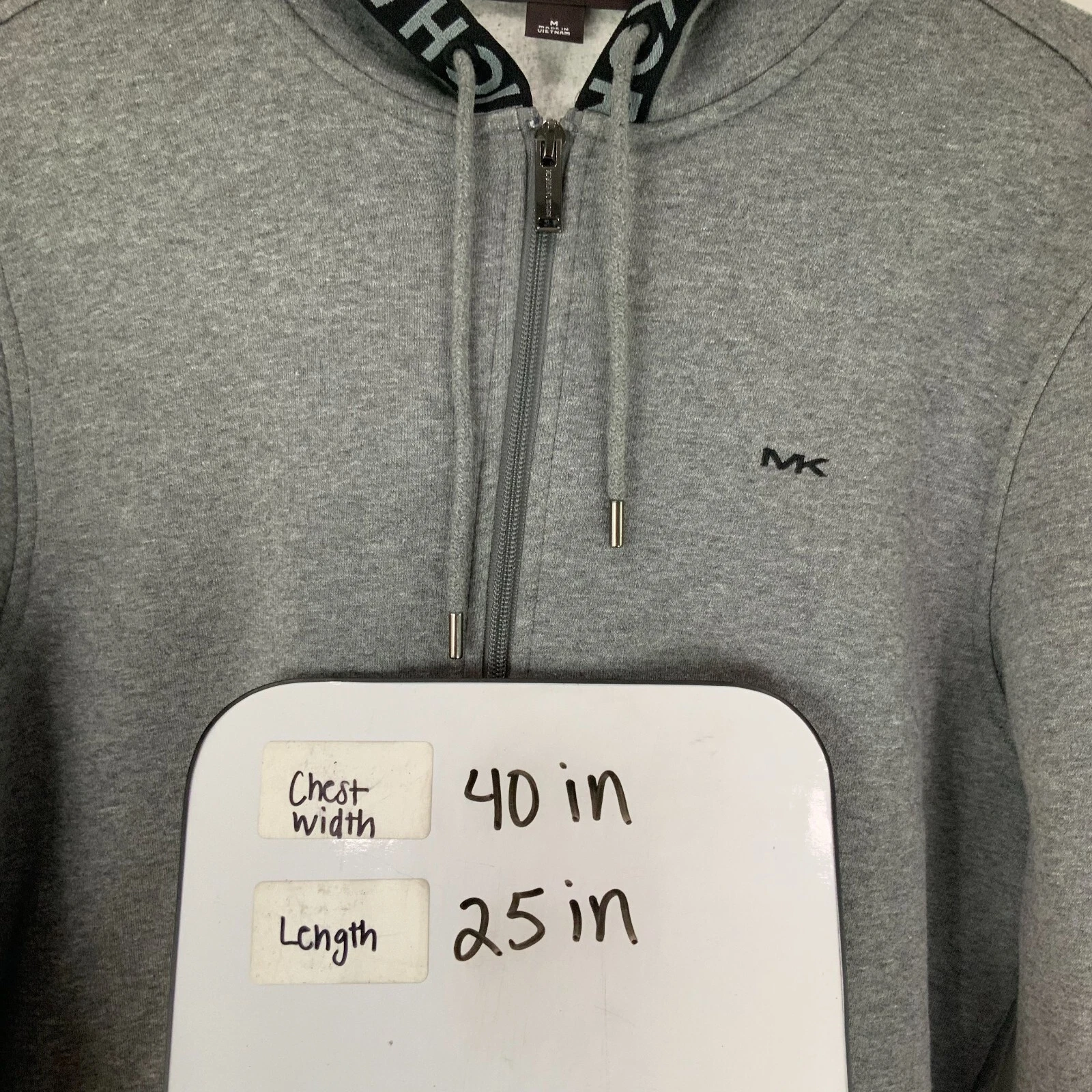 Felpa con cappuccio Michael Kors grigia manica lunga full zip coulisse taglia M