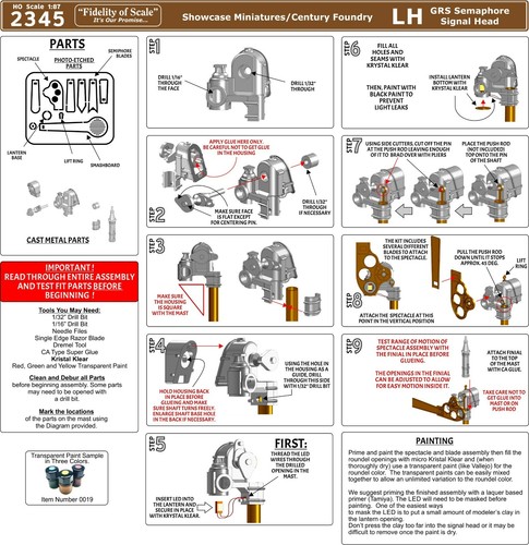 HO Scale Photo-Etch Left Hand Semaphore Head Kit by Showcase Miniatures (2345) - Picture 2 of 2