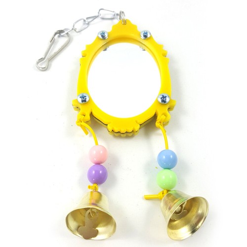 Fancy Mirror Bird Parrot Toy Bird Cage Hanging Ornament remise with Bells