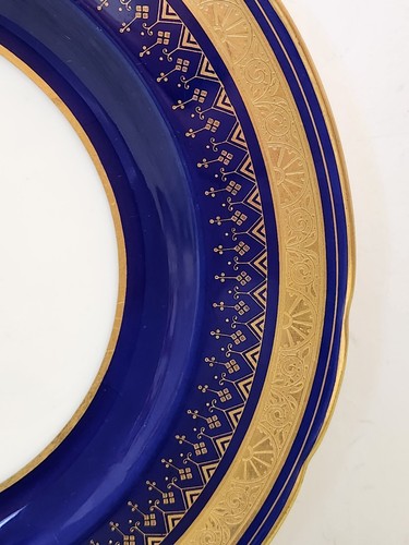 Antique Mintons Cobalt Blue Gold 9 3/4” Plate Made For Shreve Crump & Low Boston - Picture 3 of 8