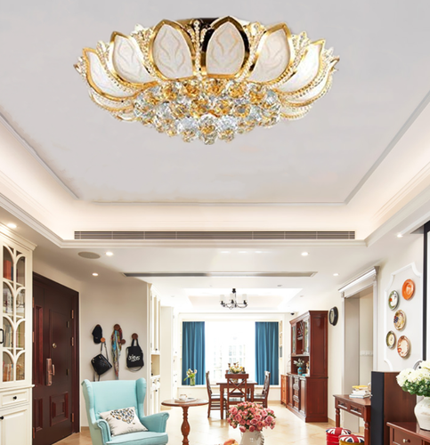 Gold 60cm K9 Crystal Chandelier Lotus Petal Shade Ceiling Fixtures Home Lighting - Picture 11 of 12