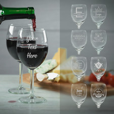 Personalised Wine Glass Any Text Engraved Glassware Drinkware Gift Christmas