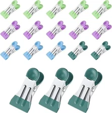 20 Pcs Chip Clips & Clothespins – Heavy Duty Metal Food Bag Clips