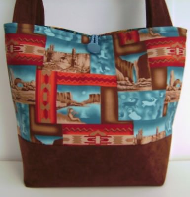 SOUTHWEST KOKOPELLI TRIBAL PRINT HANDBAG PURSE TOTE BAG POCKETBOOK MOD FASHION 