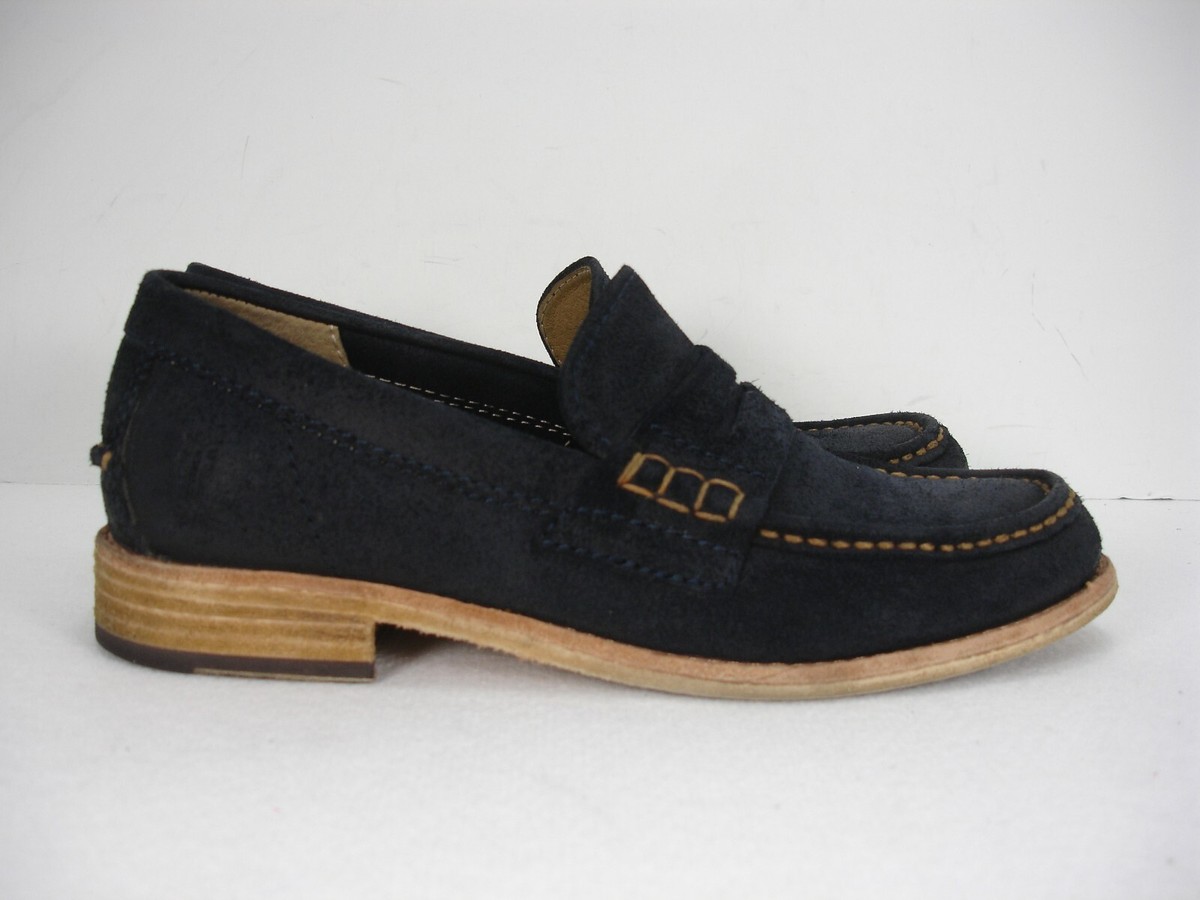 FRYE GREG CLASSIC PENNY LOAFER BLUE WAXED SUEDE SHOES MEN display picture 2