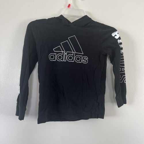 Adidas Youth Hoodie Sweatshirt Boys Size 6 Spelled Out Black - Picture 3 of 9