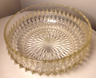 Große Kristallglas Schale - 'Diamond Point' Indiana Glas - Deko Vintage GC
