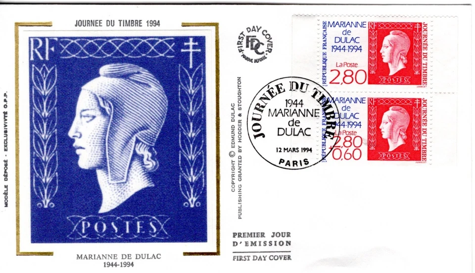 2863/4+ FDC  ENVELOPPE 1er JOUR  SOIE  JOURNEE  DU  TIMBRE 1994   PARIS. - Photo 1/1