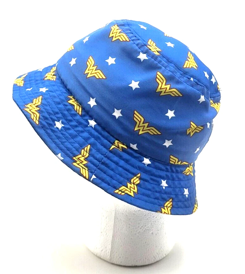WONDER WOMAN Sombrero para el Sol Niño Azul Blanco Estrellas Amarillo Rojo Logo Talla Única Foto 4 de 4