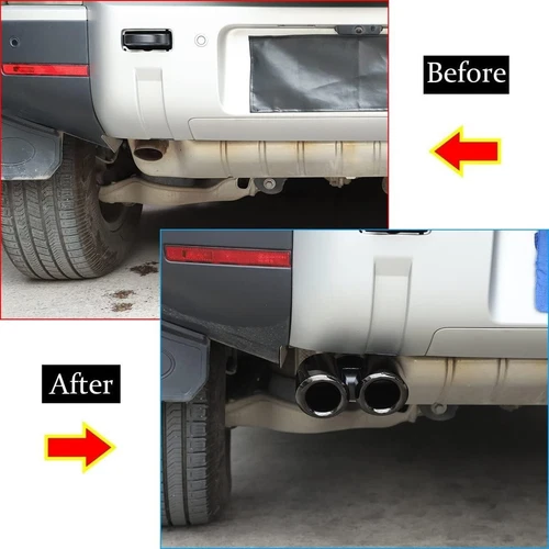 Fits for LR Defender 90 110 2020-2025 2PC Glossy Black Tailpipe Exhause Pipe - Picture 4 of 7