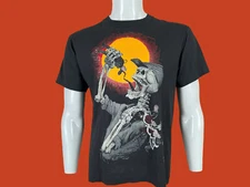 Vintage Fashion Victim Skeleton Band Goth Single Stitch Black 90s T Shirt Size M