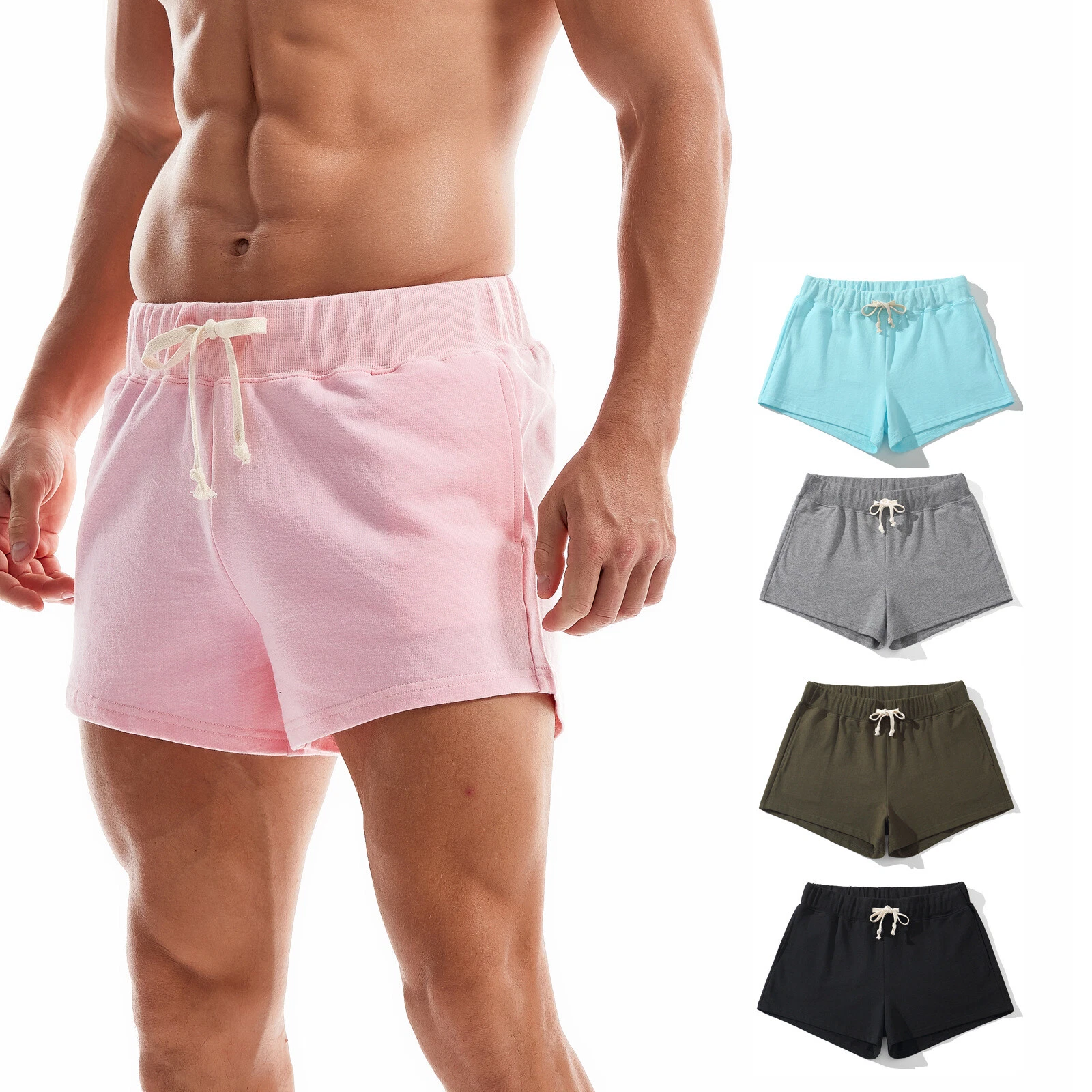 Mens Pure Cotton Shorts Sport Workout Jogging Running Short Pants