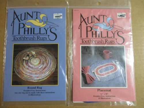 Aunt Philly's Toothbrush Rugs Round & Placemat 2 Charts w/ Special Needle Sealed