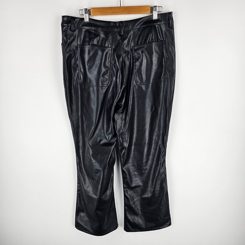 Black Friday Pants Womens Size 16 Black Faux Leather Bootcut Leg Pockets NWT - Picture 6 of 8