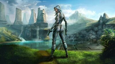 Anime artwork gun suits tabula rasa video games Play Gaming Mat Desk