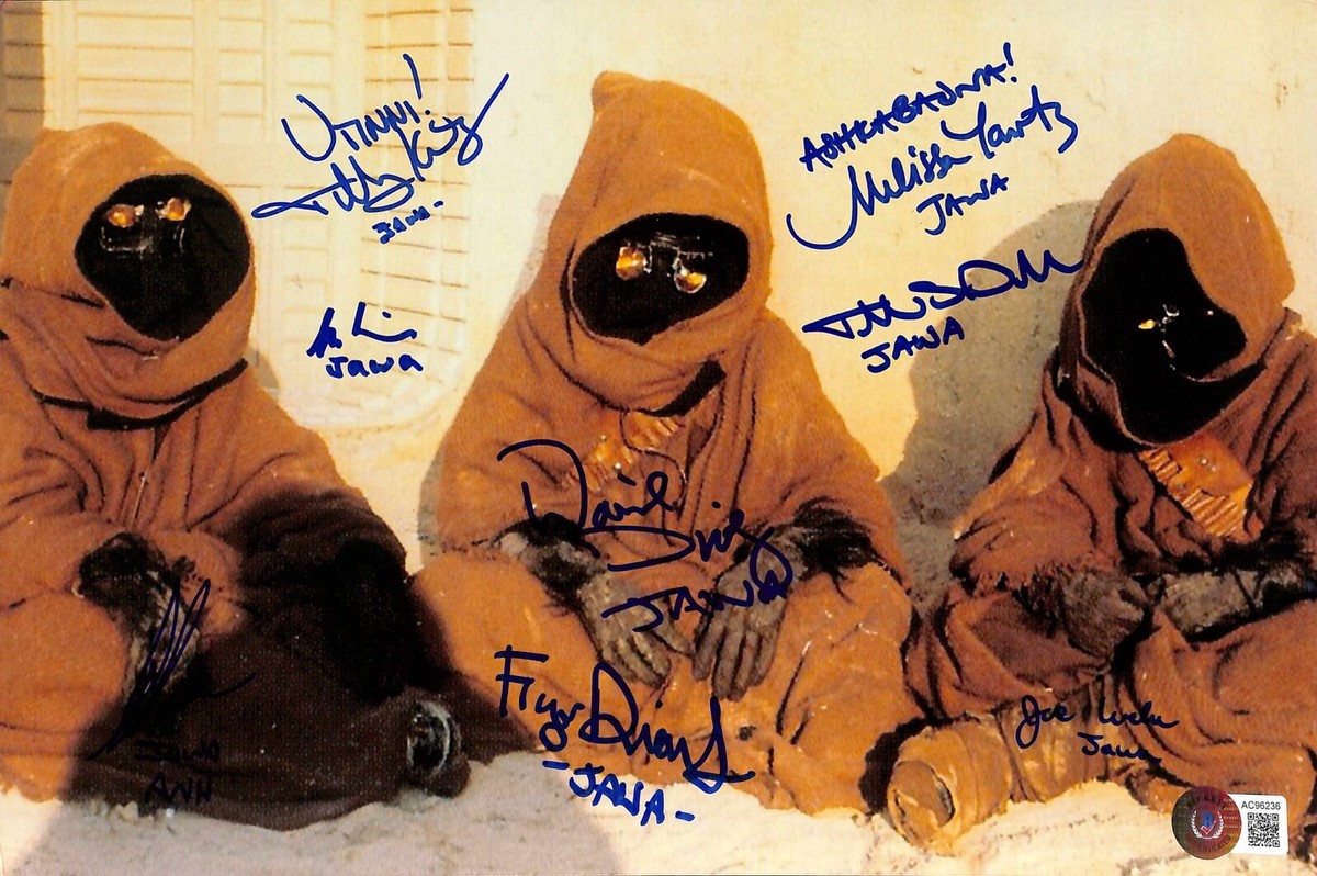 Star Wars Jawa's Signed Autographed 9 1/2x11 Photo by 8 Actors