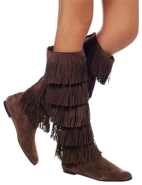 Paul Andrew окаймленный коричневый замшевый колена плоский ботинки, $1595 (размер: 37EU) новый - Изображение 2 из 4